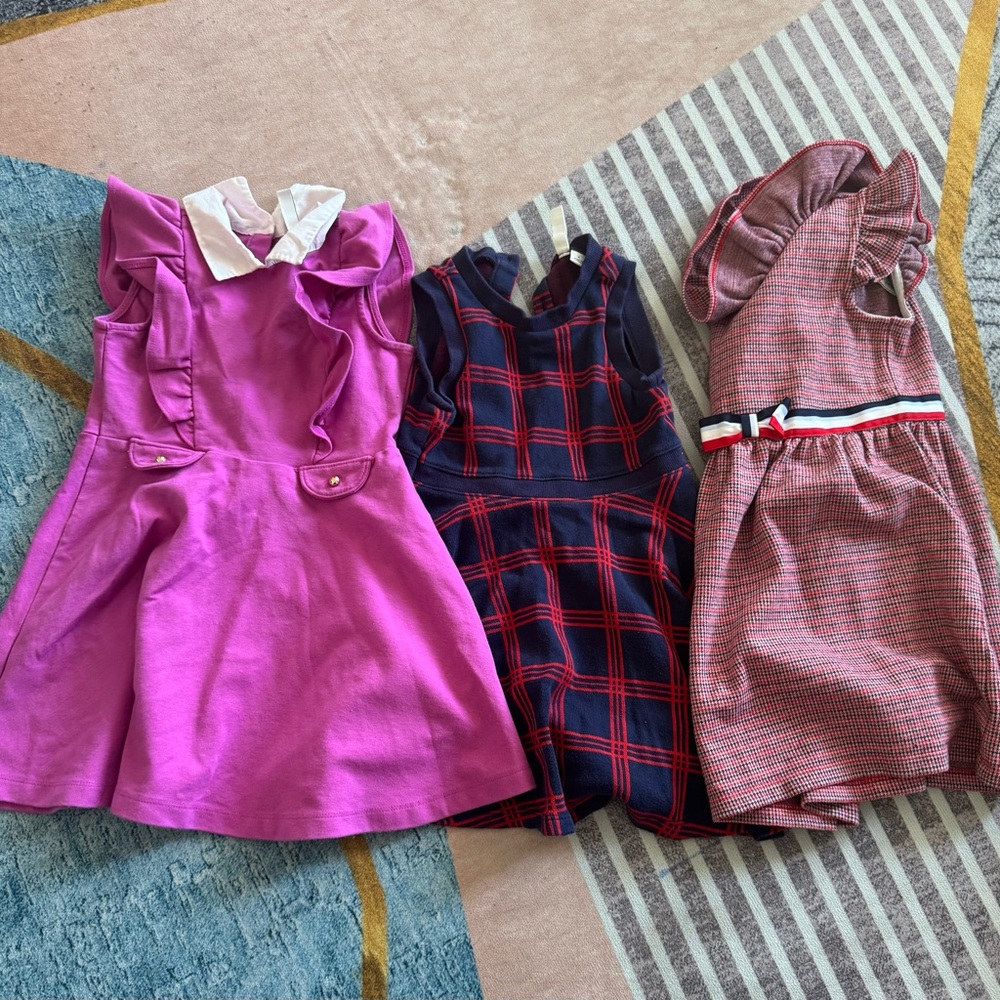 Stylish Kids Dress Set - Pink, Navy, and Red